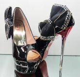 Sapato Preto com laço lateral